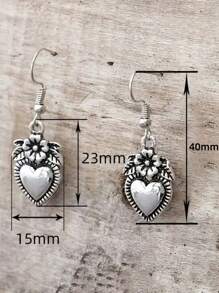 1 par de pendientes vintage bohemios con colgante de flor y corazón, joyería de moda para mujeres, regalo para bodas y fiestas