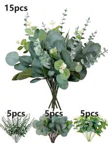 30pcs Eucalyptus Leaf Stem, Fake Greenery Sprigs With Berries For Wedding Flower Vases, Bouquets, Home Floral Decor, Arrangements,Fake Plants