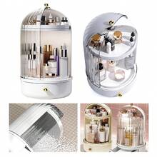 NetHong 360° Rotating Makeup Holder With Cover Luxury Cosmetic Organizer Storage Box - White - View 6