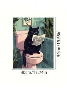 1 套马桶上的猫咪定制 DIY 数字油画套装，精心制作的油画，表达您的个性化，选择一幅来装饰您的空间 - 黑色 - 查看 2