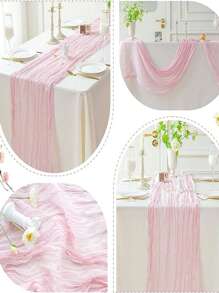 1/3/6 piezas Mantrunner de gasa rosa para primavera y Pascua, color azul claro, estilo bohemio rústico para decoración del hogar, fiesta de bienvenida de bebé, boda y cumpleaños