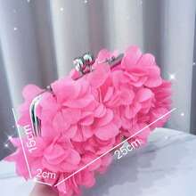 Sweet Lady 小号碎花缎面手拿包，适合派对、新娘、伴娘、单肩包 - 粉色 - 查看 9