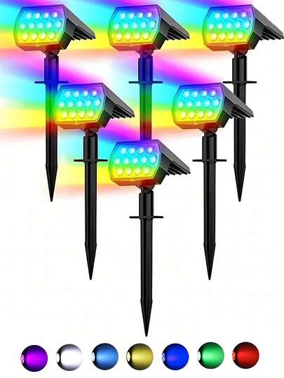 Solar Garden Accent Lights 6/4/2/1pc | 13-LED Auto-Color Shift, Shatterproof Outdoor/Home Decor For Patio/Gate, Stunning Landscape Lighting Gift Bundle