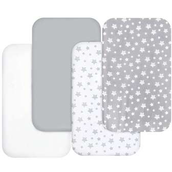 Bedside Bassinet Sheets For Baby Boys Girls, Compatible With Mika Micky, Baby Delight, Dream On Me, AMKE And Other Bassinet Mattress Pads Size Between 17-21 In Width, 29-33 In Length, And 1.5-4 In Thick