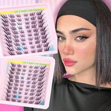 60套D型假睫毛，自然睫毛嫁接，DIY睫毛嫁接套装，纤细3D猫眼睫毛簇，C型单根睫毛，纤细睫毛套装，自然睫毛。睫毛簇，睫毛簇，单根睫毛，睫毛，假睫毛 - D - 查看 3