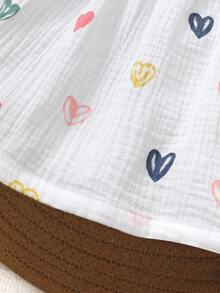 2 Pieces Set Include Girls Heart Ruffle Bow Short Sleeve Dress & Headpiece, Summer Versatile Lady Dress - White - View 5