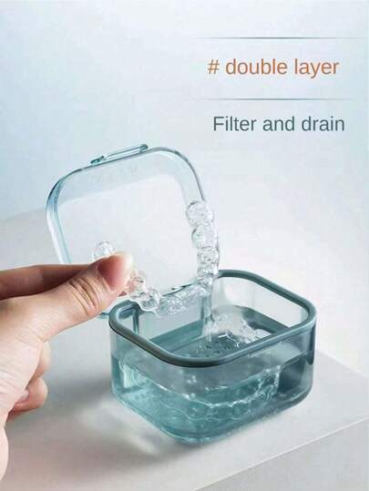1pc Orthodontic Retainer Box, Dental Storage Case, Compact Adult Dental Orthodontic Kit With Strainer Basket For Soaking, Retainer, Mouth Guard, Night Guard, Travel Cleaning Accessories
