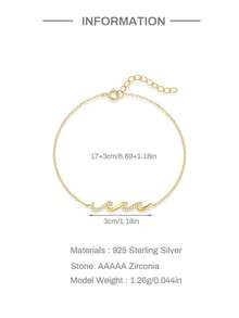 1PC 925 Sterling Silver Wave Summer Bracelet Fashionable Minimalist Women's Everyday Decorative Valentine's Day Party Engagement Anniversary - Gold - View 6