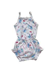 Kit 2 Peças Body Alcinha Bebê e Short Tapa Fralda 100% Algodão Body Bebê Roupas Para Enxoval  Maternidade Regatinha Infantil - Multicolorido - Visão 3