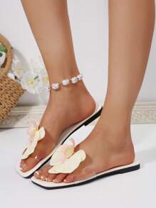 Sandalias planas con tiras con estampado floral para mujeres, calzado de verano de moda adecuado para citas, compras, fiestas