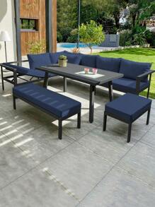 غطاء كنبة وسادة مبطن ذو لون أحادي من القماش الفاخر، مرن للغاية، مقاوم للغبار، مناسب لكل الفصول، لكنب الحدائق، الشرفات والخارجي