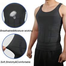 Slimming Mens Tummy Control Shapewear Vest Tank Top Belly Boobs Abdomen Compression Muscle Shirts Body Shaper Underwear Undershirts Training Sports Gym Workout Fitness - 黑色 - 查看 3