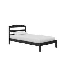 Leighton Kids Twin Size Bed, Wood Platform Bed Frame, Black - Black - View 9