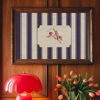 1 st vintage randig rodeo väggkonst bild western cowboy tryck kanvas målningar giddy up häst posters rustik 50-talsmodern inredning för sovrum, vardagsrum eller lägenhet, studentrum inredning present till henne oramad