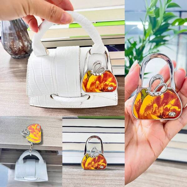 Gancho plegable de metal con diseño de cisne de cielo encendido, soporte colgante de escritorio para mochila, bolso