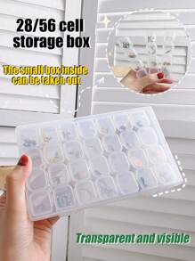 12/28/56-Grids Jewelry Organizer Box With Lid, Transparent Jewelry Storage Box, Detachable & Multi-Functional Jewelry Display Case For Rings, Earrings, Nail Art, Anti-Oxidation, Large Capacity, Suitable For Jewelry Organizers, Jewelry Exhibitors, Jewelry Collectors, Holiday GiftsFor Women Storage Organizer Travel Essentials Back To School Dormitory Storage Fall Decor