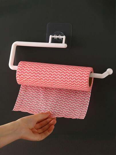 1pc No-Drill Required Kitchen Paper Towel Holder, Cling Film Dispenser, Tissue Paper Hanger, Dishcloth Rack