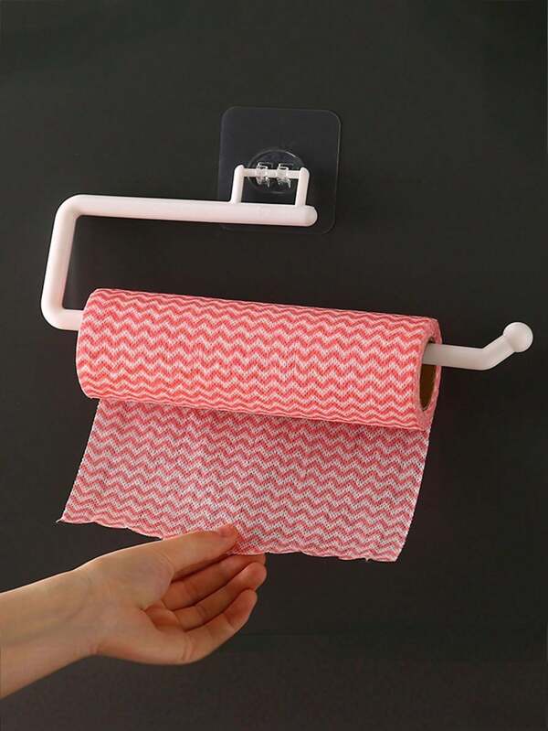 1pc No-Drill Required Kitchen Paper Towel Holder, Cling Film Dispenser, Tissue Paper Hanger, Dishcloth Rack