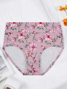 5pcs/Pack Women Plus Size Floral Print Comfortable Large Triangle Panties - Multicolor - View 5