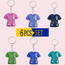 2D Flat, Adorable Dentist Uniform Keychain, Ideal Gift For Dental Professionals And Friends, Waterproof Acrylic, Designed With Blue And Green Shirts And Dental Tools, Bag Accessory, Keychain Car Accessories Bag Charm School Cute Goth Y2k
