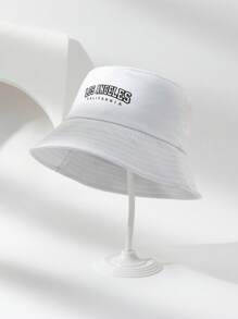 1 Unisex Black Letter Hollow Out Print LOSANGELES Outdoor Casual Sun Protection Bucket Hat