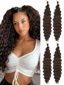 Tóc bện sóng biển mềm màu đen 20/22/30 inch, tóc nối xoắn xoắn màu đen, tóc bện xoăn, 4 gói, tóc bện sóng nước dài gợn sóng cho phụ nữ, tóc bện móc tổng hợp, sử dụng trong lễ hội âm nhạc Carnival, lễ hội Giáng sinh, năm mới - màu đen - Xem 18