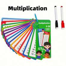 1 Set de Tarjetas Didácticas de Matemáticas para Niños, Juego de Aprendizaje de Dígitos, Práctica de Suma, Resta, Multiplicación, División y Fracciones, Reutilizables y Borrables, Ayudas Educativas de Escritura - Multicolor - Ver 11