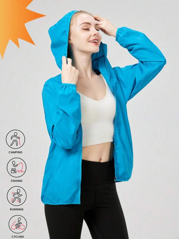 1 Giacca estiva casual ultra sottile e impermeabile da donna, in tessuto leggero e traspirante, per protezione solare