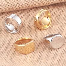 1pc Minimalist Casual Stainless Steel Geometric Pattern Ring, Mirror Finish Non-Fading Jewelry, Thumb / Knuckle Ring Suitable For Men Daily Wear