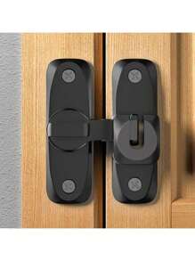1pc No Drill Thick Universal Card Buckle Door Latch, Bathroom Simple Vintage Lockable Zinc Alloy Door Latch, Stainless Steel Anti-Theft Latch