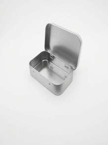 2/4/12pcs Silver Metal Rectangular Hinged Jars - Empty, Portable Storage Kit For Drawing Pins, Candies, Jewelry & Crafts - Durable, Versatile, Aesthetically Home Organizer With Easy-Access Hinged Lids,Suitable For Home Desktop Decoration, Party Small Gift Items, Suitable For Daily And Holiday Desktop Scene Storage And Layout