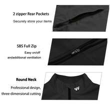wulibike Women Cycling Jacket,Windbreaker Breathable Running Jackets Lightweight Packable Hiking Jersey With 3 Zipper Pockets - 黑色 - 查看 3