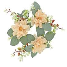 1pc Artificial Flower Wreath Candle Holder, Plastic Gerbera Daisy Floral Wreath Candle Stand, Small Floating Farmhouse Wreath, Suitable For Wedding Decor, Bridal Bouquet, Dining Table Centerpiece, Garden Wedding, Birthday Party - Multicolor - View 12