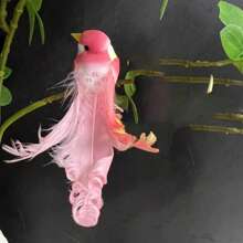 1pc Simulation Long Tailed Bird With Feathers, Simulation Feather Curly Bird, Used For Home, Garden, And Holiday Decoration