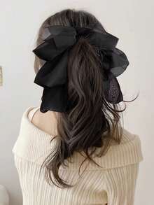 1pc Women's Large Bow Black Banana Clip Hair Accessory - Black - View 2