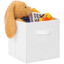 Fabric Storage Bins 1/3/6 Packs Fun Storage Cubes With Handles Foldable Cube Baskets For Home, Kids Room, Wardrobe And Toy Organization White - White - View 8