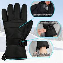 City Comfort Skiing Gloves Fleece Lined Touch Screen With Zip Pocket Waterproof Windproof Snowboarding