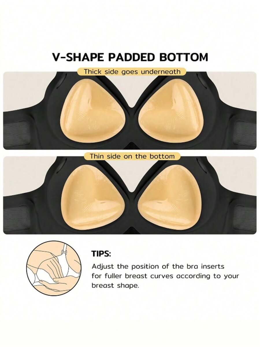 1 Pair Ultra Boost Inserts Double-Sided Adhesive Pads Sticky Bikini Padding Inserts For Sports Bra Swimsuit Beige