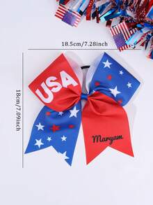 1pc 4th Of July Bow Hair Tie Custom Patriotic Cheer Bows For Girls USA Bow, American Flag Hairband, Stars And Stripes Bow,Personalized Celebration Hair Band Polyester Grosgrain Customized Name Hair Ring Girls Festival Hair Accessories - Flag Style Hair Band - View 5