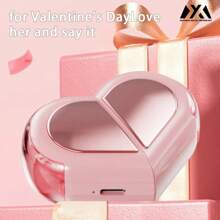 MEIYIXING DIGITAL TECHNOLOGY Innovative Dual-Function Integrated Rotating Mini Heart-Shaped Wireless Headphones - Suitable For Sports And Travel, Stereo Headphones, Compact And Portable. Equipped With Wireless 5.4 Technology And USB Charging Case