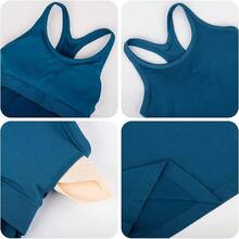 Yoga Racerback Tank Top For Women With Built In Bra,Women's Padded Sports Bra Fitness Workout Running Shirts - 藍色 - 查看 2