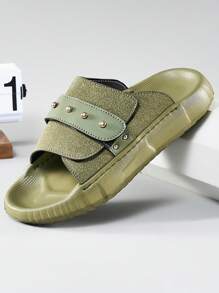 Handmade Stitching Summer Men Hook And Loop Sandals, Thick-Sole Beach Slippers, Vintage Outdoor Breathable Casual Shoes