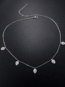 1pc Teardrop Zirconia Crystal Necklace, Elegant Luxury Accessory Suitable For Wedding Gowns, Bridal Party, Parties And Events - Silver Water Droplets - View 6