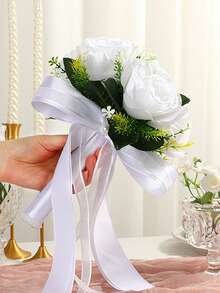 1 Buquê de Rosas Artificiais de Seda para Decoração de Casamento, Chá de Panela, Centro de Mesa e Acessórios para o Dia dos Namorados - Multicolorido - Ver 6