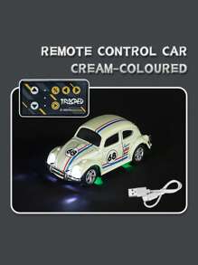 Voiture radiocommandée rétro en alliage, voiture radiocommandée miniature, avec vitesse réglable et télécommande via smartphone, avec éclairage LED, modèle rétro 2,4 GHz, voiture miniature à l'échelle 1:64, facile à transporter, convient aux garçons et filles de 6 ans et plus, jouet idéal comme cadeau pour enfants.