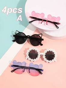 6 件/4 件/1 件儿童小熊形状和花朵形状时尚眼镜，适合夏季日常使用 - 兒童 - 查看 4