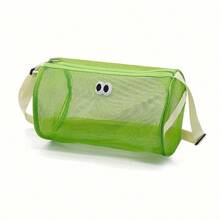 1 pezzo Borsa a tracolla monospalla con scomparti, borsa a tracolla in rete, borsa da viaggio di grande capacità per articoli da toeletta e cosmetici, colore nero, regalo di Natale