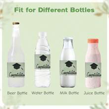 10pcs/Set Graduation Theme Water Bottle Labels, Light Green Background Black Text Gift Wrapping Labels, Suitable For Decorating Drinks, Cans, Cups For Birthday, Shower, Engagement, Picnic Party Occasions, Wedding Water Bottle Labels, Gift Wrapping Supplies