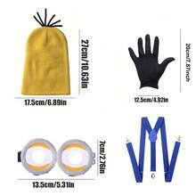 4-Piece Cute Set Including Goggles, Yellow Beanie, Gloves, Shoulder Straps, Men And Women Role Play Party Set, Funny Costumes, Halloween Costume Accessories Prom