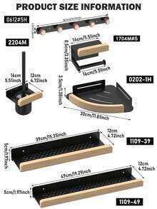 1/4-Piece Home Bathroom Storage Series – Various Styles, Covering Hook Racks, Shelves, Toilet Brush Holders & Toilet Paper Holders - Multicolor - View 2
